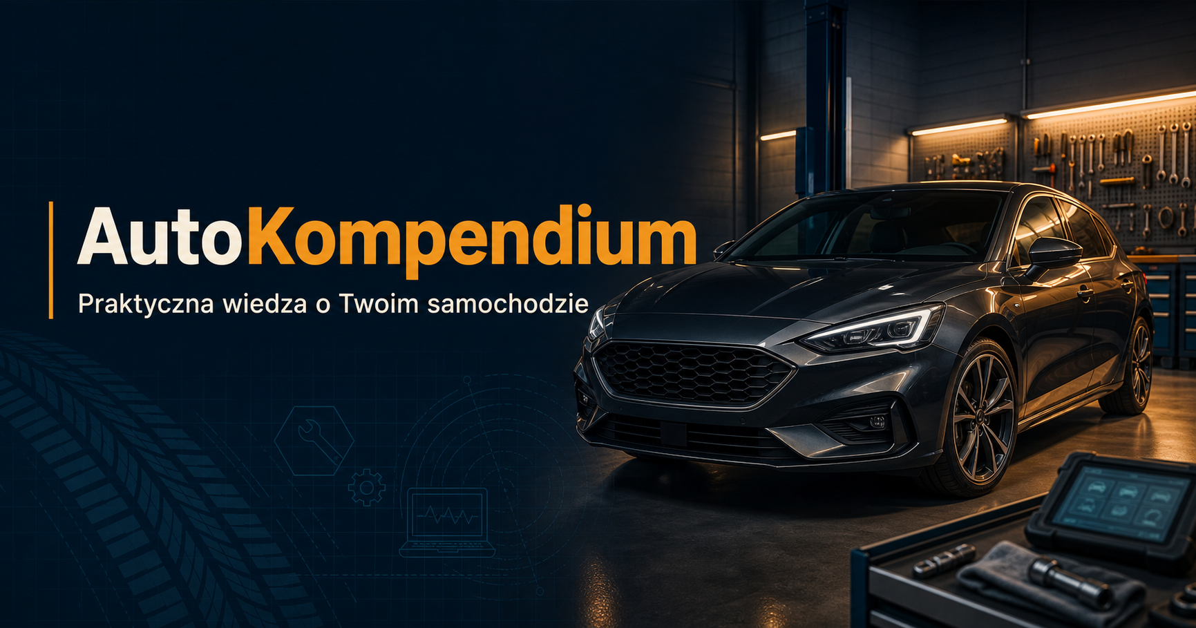 Samochód w nowoczesnym warsztacie AutoKompendium